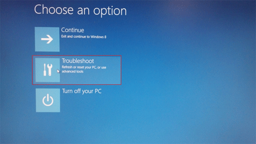 Windows 8 Options, Troubleshooting